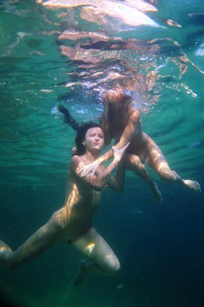 Magnetic brunette Kseniya B swimming in the ocean naked in Met Art set Eau Pure